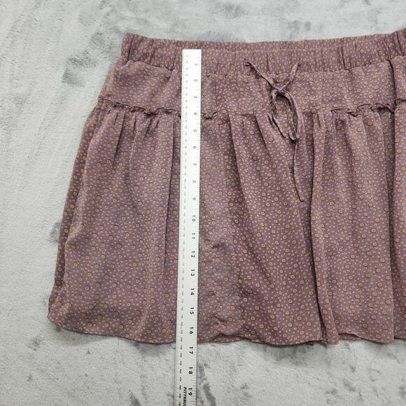 Old Navy Skirt Women L Purple Mauve Ditsy Floral Ruffled Drawstring Chiffon Mini - Picture 7 of 8
